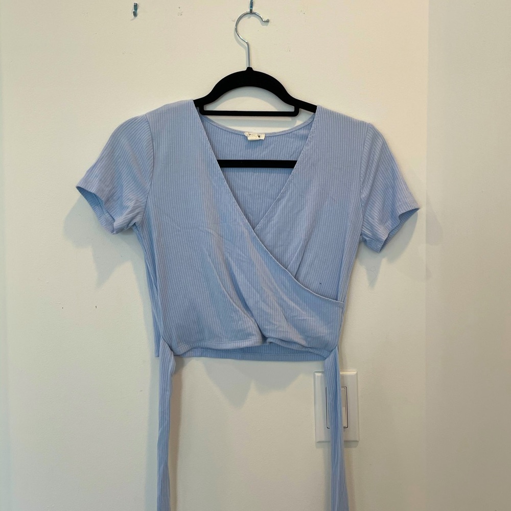 Garage Light Blue Wrap Top